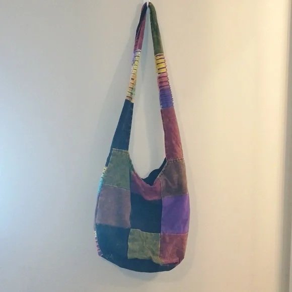 Y2K Boho Multi-Color Patchwork Shoulder Bag - Picture 6 of 7